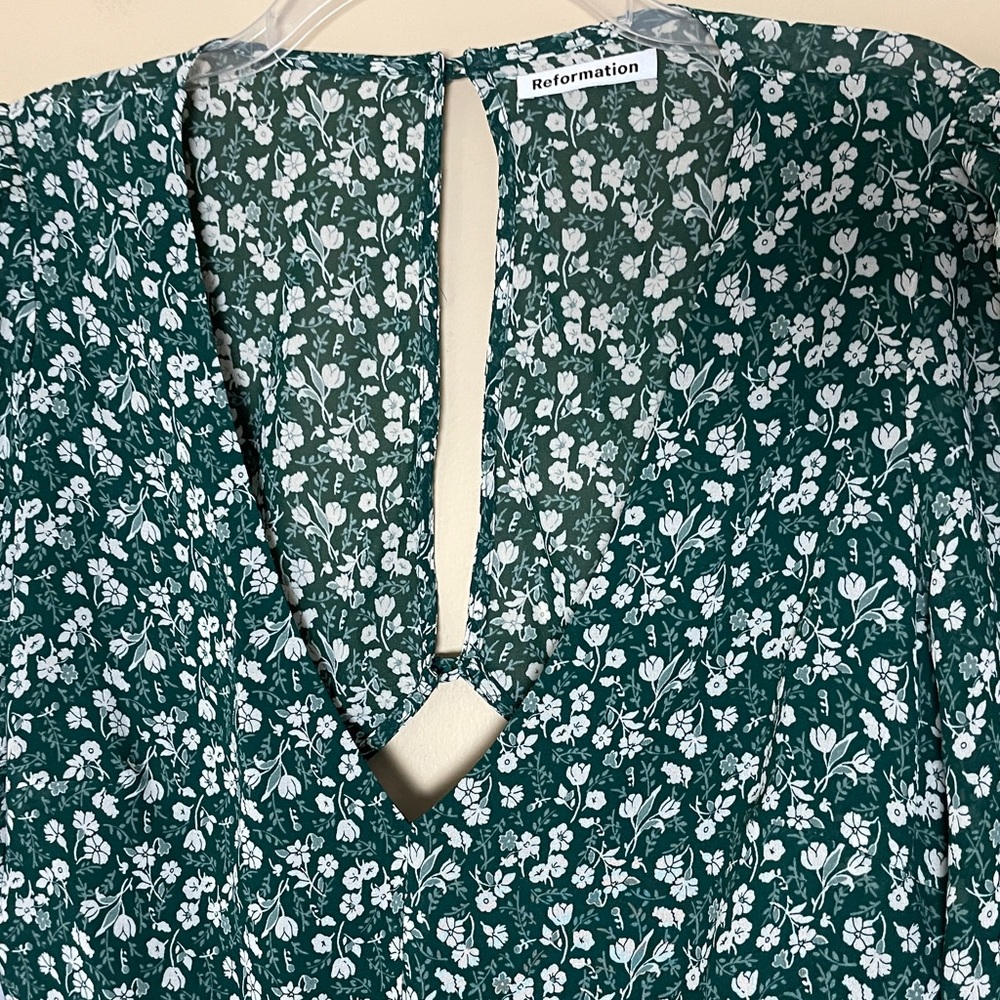 Reformation Elenor Green Ditzy Floral Long Sleeve Mini Dress 12 Cottagecore - Picture 7 of 12